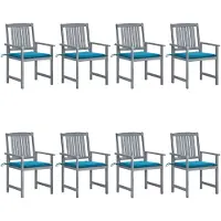 vidaXL Tuinstoelen met kussens, 8 stuks. Massief acaciahout, grijs
