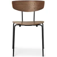 Ferm Living Herman Stoel walnut, zwart stalen onderstel