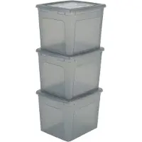 Iris Clearbox Opbergbox - 30L - Kunststof - Grijs - Set van 3