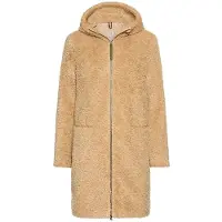 Camel active Lange jas van teddybont met capuchon en tweewegsritssluiting