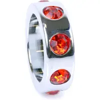 Bossoftoys medium formaat stalen Cockring - gave rood diamanten steentjes 64-00004