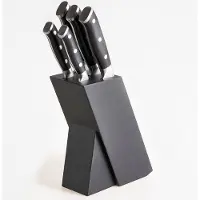Beliani IKEDA - Set van 5 messen in blok - Zwart - RVS