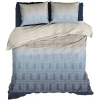 Satin d'or Albenga Dekbedovertrek - Tweepersoons - 200x200/220 cm - Blauw/Beige
