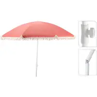 Basics Beach Umbrella With Tassels Rood 160 x 200 cm