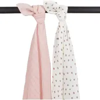 Meyco Baby Mini Panther swaddle - 2-pack - hydrofiel - soft pink - 120x120cm
