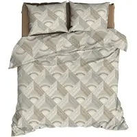 Romanette Dekbedovertrek Pantheon Beige / Grijs Katoen-240 x 200 / 220 cm | Lits-Jumeaux