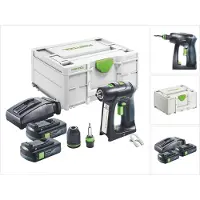 Festool C 18-Basic accuschroefboormachine 18 V 45 Nm borstelloos + 2x accu 3.0 Ah + lader + systainer