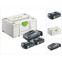 Festool energieset 2x BP 18 Li 3,0 C accu 18 V 3,0 Ah / 3000 mAh Li-Ion ( 2x 577658 ) + TCL 6 oplader ( 201135 ) + Systainer