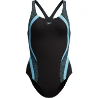 Speedo Quantum Rib Splice Swimsuit Zwart UK 40 Vrouw