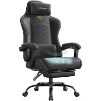 Songmics Ergonomische gamingstoel met vering en voetensteun, Zwart