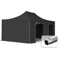 TOOLPORT 4x6 m Easy up partytent PVC met zijwanden, PROFESSIONAL alu 50 mm, zwart