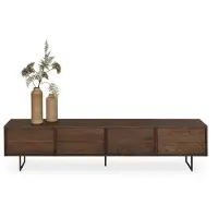 Bommel Wonen TV meubel Aura - 200 cm - met poot - Eiken Deer Brown - 4 klepdeuren - poot modern zwart