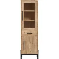 Pronto Wonen Vitrinekast RICARDI - Melamine - Bruin - 214 cm hoog - 65.6 cm breed -