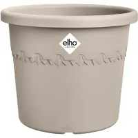 Elho Algarve Cilindro 58 - Bloempot voor Buiten - 100% Gerecycled Plastic - Ø 58 x H 29 cm - Paddenstoel beige