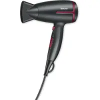 Beurer HC 25 Limited Editon 25 Reisföhn - Inklapbaar - Compact voor Wereldwijd gebruik - Snel Droog Haar en Perfecte Styling - Dankzij Ionenfunctie & Koude luchtstand - Zwart/bordeauxrood
