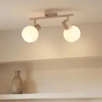 LumenXL Draaibare plafondlamp Phiene met twee melkwitte glazen kappen - beige