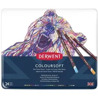 Derwent Coloursoft Kleurotloden in Blik - Set van 24 Lichtechte Potloden