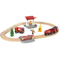 BRIO houten treinset bij de brandweer