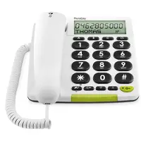 Doro PhoneEasy 312cs, Analoge telefoon, Headset met kabel, Luidsprekerfunctie, 30 tonen, Nummerherkenning, Wit