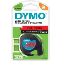 Dymo Labeltape LetraTag plastic 12mm zwart op rood - 2 stuks