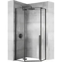 REA Diamond 80x80 Black Mat Douchewand White Diamond met douchebak