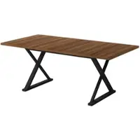 OKWISH Eettafel – 6 Tot 8 Personen – Modern Minimalistisch – X Vormige Metalen Poten – 180x90x75 cm – MDF – Walnoot