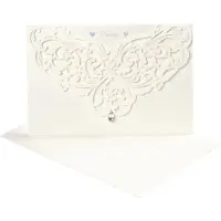 Happy Moments trouwkaarten met envelop set 5 delig 12 x 17,7 cm wit