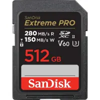SanDisk 512GB SDXC Extreme Pro UHS-II U3 V60 280MB/s geheugenkaart