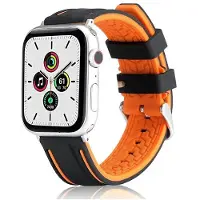 Beline pasek Apple Watch massief silicone 42444549mm pomara?czowo-czarny oranjebla (49 mm, 45 mm, 44 mm, 42 mm, Silicone), Horlogebandjes, Rood