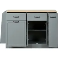 STILVORA Dressoir - Met Afvalbakvak En Open Rek - Voor Keuken En Eetkamer - MDF - 133,5x40x86 Cm - Grijs