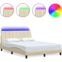 vidaXL Bedframe zonder matras "Hanko" stof crèmekleurig 140x200 cm