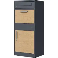 Axi Levi Pakketbrievenbus van Metaal Antraciet/Houtlook | Parcel Box voor meerdere pakketjes | Brievenbus met Slot | 50,6 x 38,3 x 112 cm