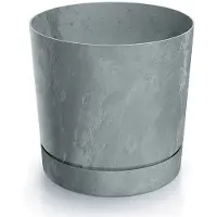 Prosperplast Grijze bloempot met betonlook, 12,8 x 12,8 cm, elegant plastic Tubo