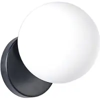Toolight Wandlamp Wandlamp Glazen Bol Zwart APP949-1W