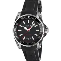 Gucci YA136303 Dive zwarte wijzerplaat siliconen band herenhorloge