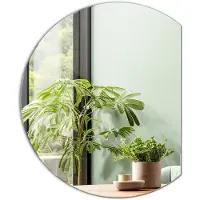 Tulup Spiegel - Ronde Spiegel - 74 cm x 90 cm - Spiegel Rond - Halspiegel - Ronde Spiegel Afgesneden - Wandspiegel in Loftstijl