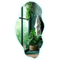 Tulup LED Spiegel - LED Spiegel Organische Vorm - 50 cm x 100 cm - Organisch Gevormde Led Spiegel - Halspiegel - Koel Wit 6500K - Asymmetrische Spiegel Met Verlichting - Moderne Wandspiegel