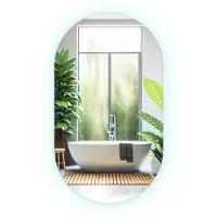 Tulup LED Spiegel - Ovale LED Spiegel - 58 cm x 100 cm - Ovale Spiegel Met Verlichting - Slaapkamerspiegel - Koel Wit 6500K - LED Spiegel Oval - Industriële Wandspiegel