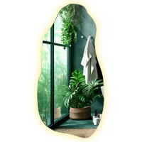 Tulup LED Spiegel - Organische Spiegel Met LED Verlichting - 45 cm x 90 cm - Asymmetrische Spiegel Led - Halspiegel - Warm Wit 3000K - Onregelmatige Spiegel Met LED - Scandinavische Wandspiegel