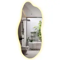 Tulup LED Spiegel - Organische Spiegel Met LED Verlichting - 35x80 cm - Asymmetrische Spiegel Led - Halspiegel - Warm Wit 3000K - Onregelmatige Spiegel Met LED - Moderne Wandspiegel