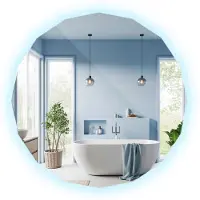 Tulup LED Spiegel - Wielhoekige LED Spiegel - 50 cm x 50 cm - Toiletspiegel Geometrisch LED - Design Spiegel Geometrisch LED - LED-spiegel voor Woonkamer - Koel Wit 6500K
