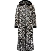 Gaubert Extra Lange Dames Rits Badjas met Capuchon en Zijzakken - Ochtendjas - Superzacht Coral Fleece - Panterprint Beige - Maat XXL/3XL - 8205-Beige