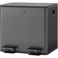 MODFU Dubbele Pedaalemmer - 2 x 15 L - Afvalbak Met Soft-Close Deksel - Afvalscheiding - Met Geurfilter Houders - Keuken Prullenbak - RVS Zwart - Modern