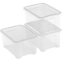 Curver KIS T-Box opbergdoos met deksel - 14 liter - Set van 3 - 39 x 27 x 19 cm - Transparant - Premium opbergoplossing, duurzaam kunststof, moderne huisorganisatie