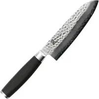 Yaxell Taishi Santoku Mes 16,5 cm - VG-10 Staal - Hardheid 61 HRC - Tsuchime Afwerking - Gehamerd Lemmet - Zwart Pakka Beukenhout Handvat