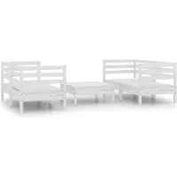 vidaXL 5-delige Loungeset massief grenenhout wit