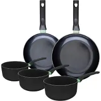 Fackelmann Set van 2 pannen van 24 en 28 cm en 3 steelpannen van 16, 18 en 20 cm Brandao