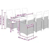 vidaXL 7-delige Bistroset met kussens poly rattan beige