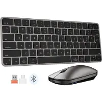Meetion iKey C210MW - Draadloze Toetsenbord en Muis Combo - Compact en Slank Ontwerp - 2.4 GHz + Bluetooth Multi-Mode - Stille Low-Profile Toetsen - Oplaadbaar - Ideaal voor Werk en Studie - Zwart