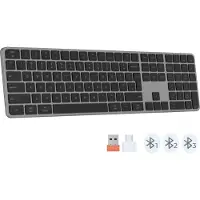 Meetion iKey K230MW - Draadloos Toetsenbord - 109-toets Full-Size - 2.4 GHz + Bluetooth - Type-C Oplaadbaar - Stil Scissor-Switch - Mac / Windows - Zwart